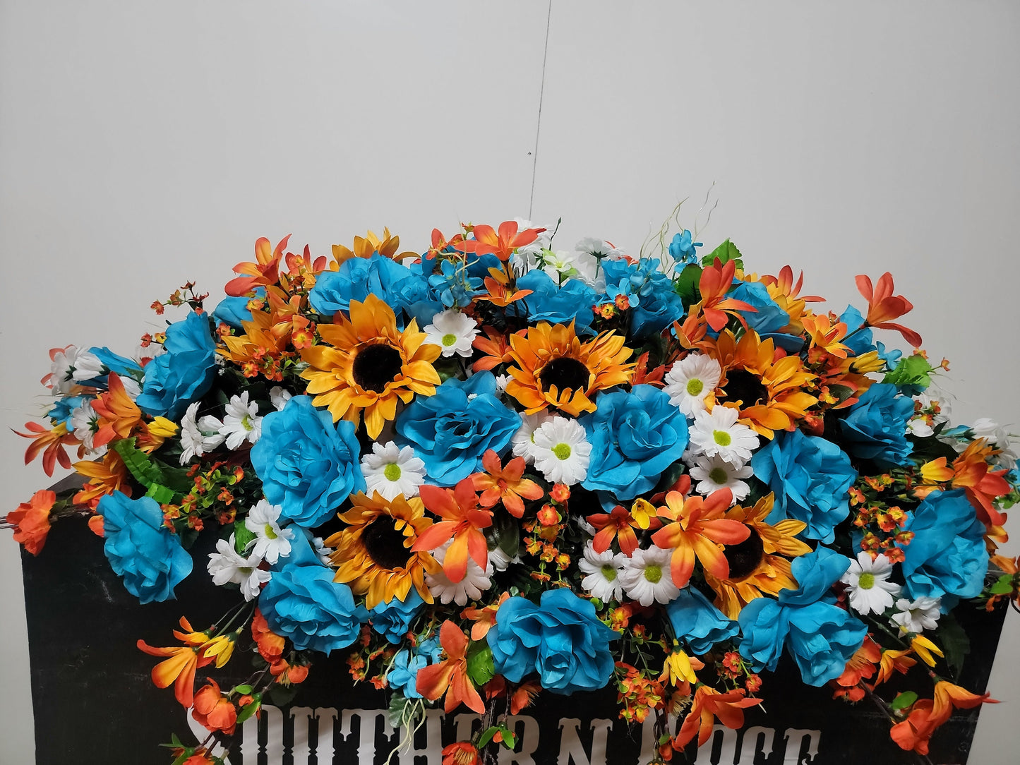 Sunrise Golden Teal Orange Headstone Saddle Extra Large Summer Headstone Saddle  Fall Summer Casket Spray Grave Blanket Cemetery