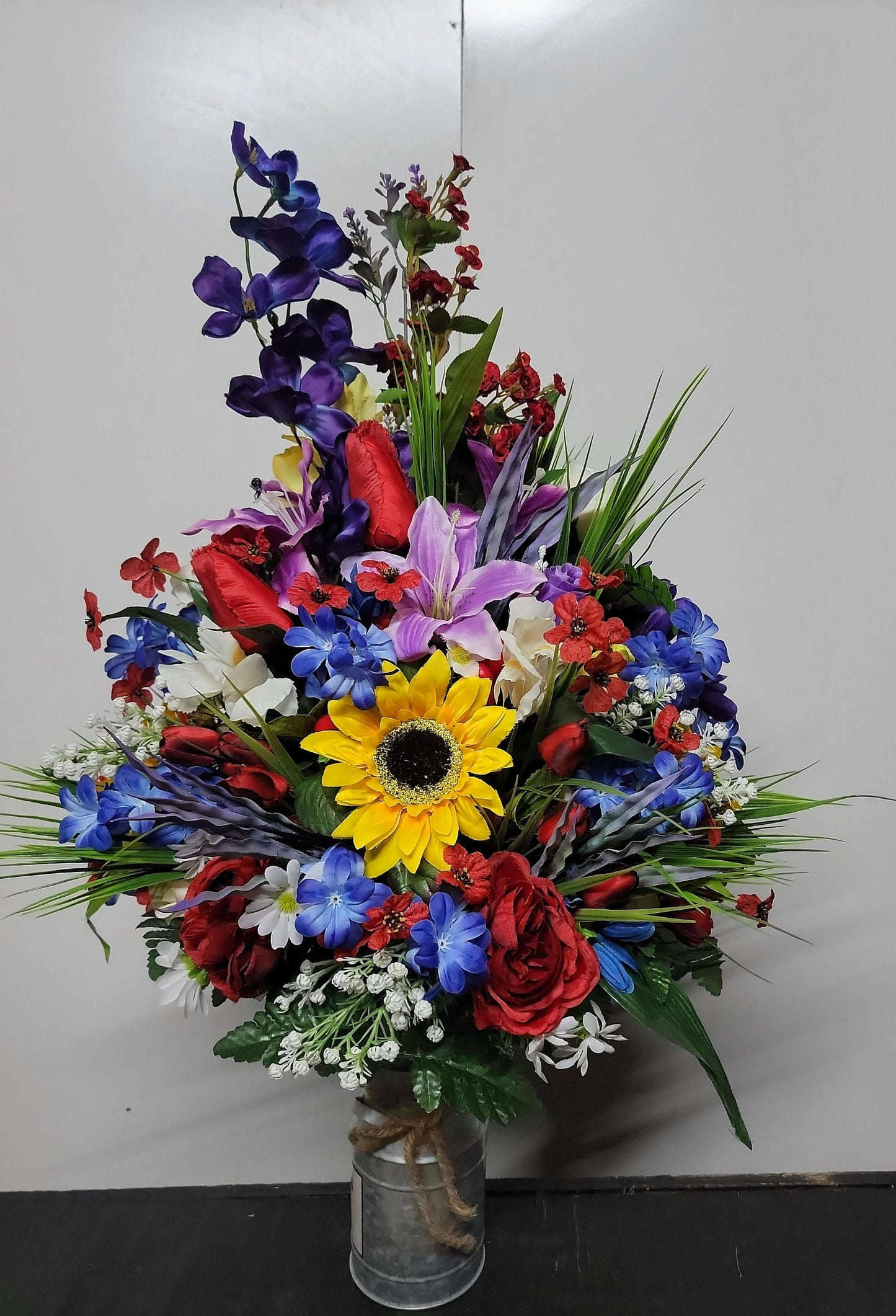 Orchid Sunflower Cemetery Vase Flowers wildflower strawberries tulip Summer Garden Cemetery Flowers for 3” width Vase country garden flower