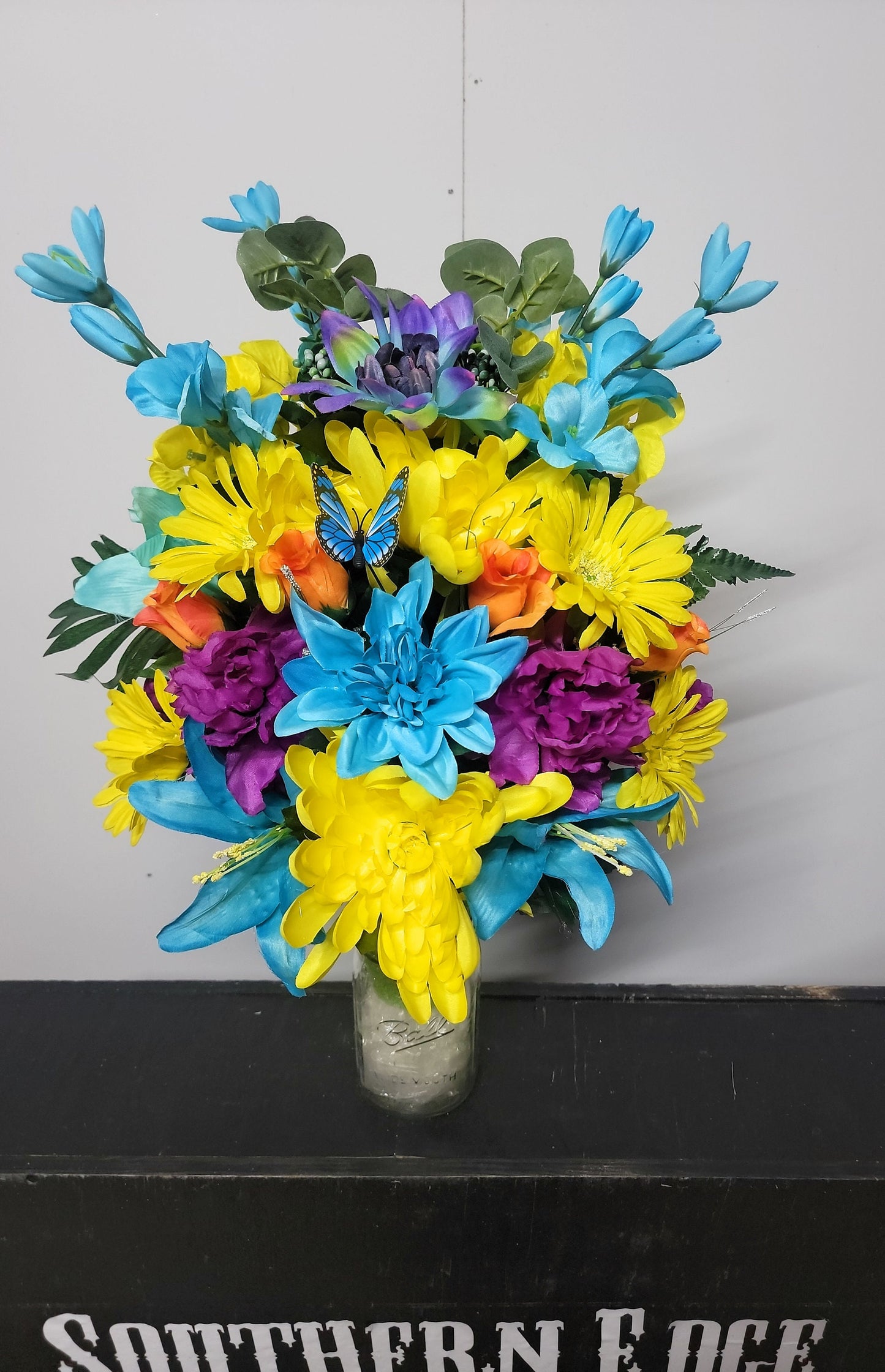 Teal Purple Cemetery Flowers Vase Cone for 3-inch Grave Vase blue yellow Cemetery Vase  Cemetery Flowers Grave Vase Flowers summer fall