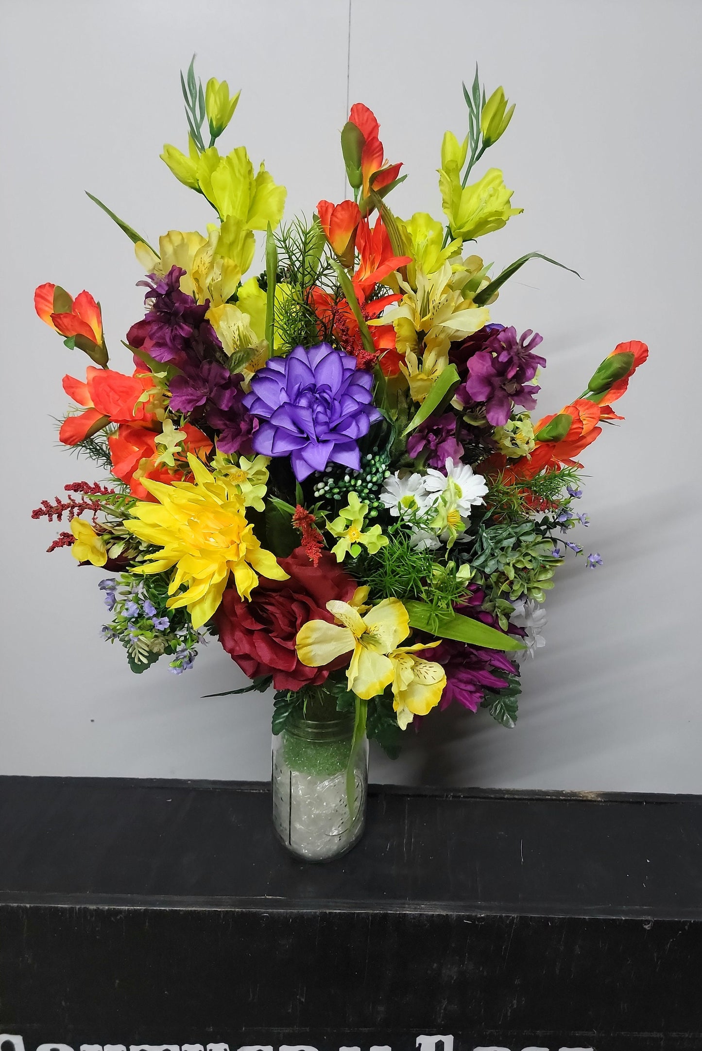 Premium Large 25" Large Bright Wildflower Cemetery Vase Flowers  Memorial Vase Flowers by Southern Edge Style Realistic Faux Flowers