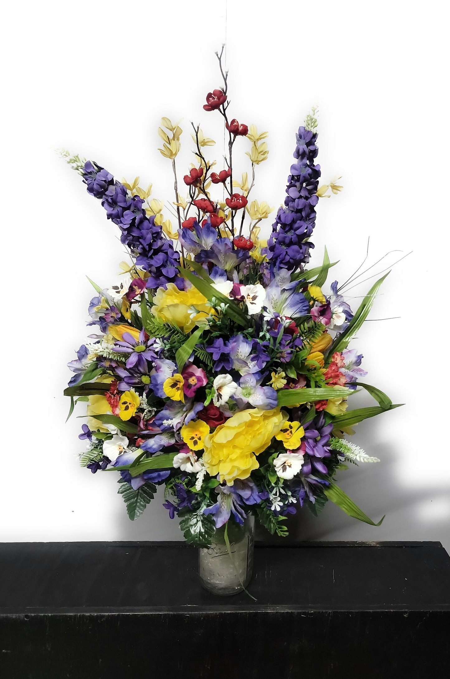 Premium Extra Large and Full 27" Tall wildflower summer through fall grave vase flowers Memorial Cone Vase Flowers Grave Vase Flowers
