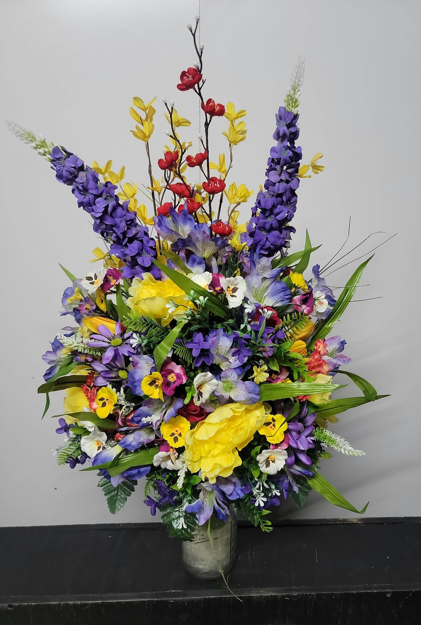 Premium Extra Large and Full 27" Tall wildflower summer through fall grave vase flowers Memorial Cone Vase Flowers Grave Vase Flowers