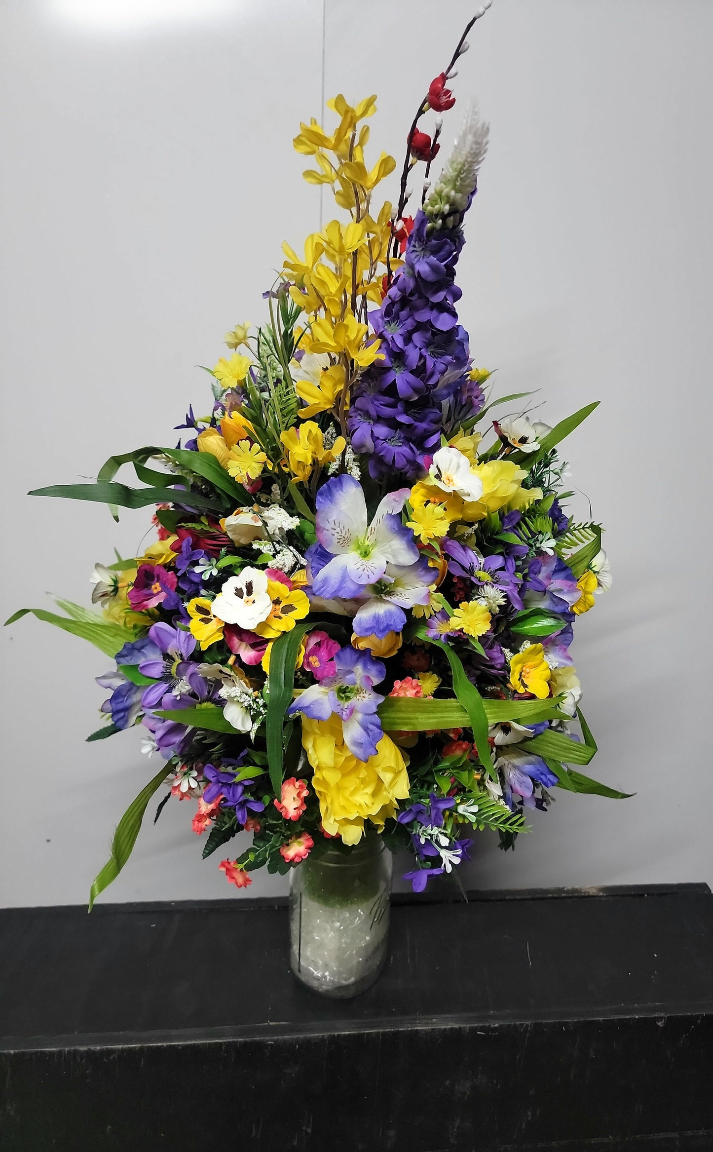 Premium Extra Large and Full 27" Tall wildflower summer through fall grave vase flowers Memorial Cone Vase Flowers Grave Vase Flowers