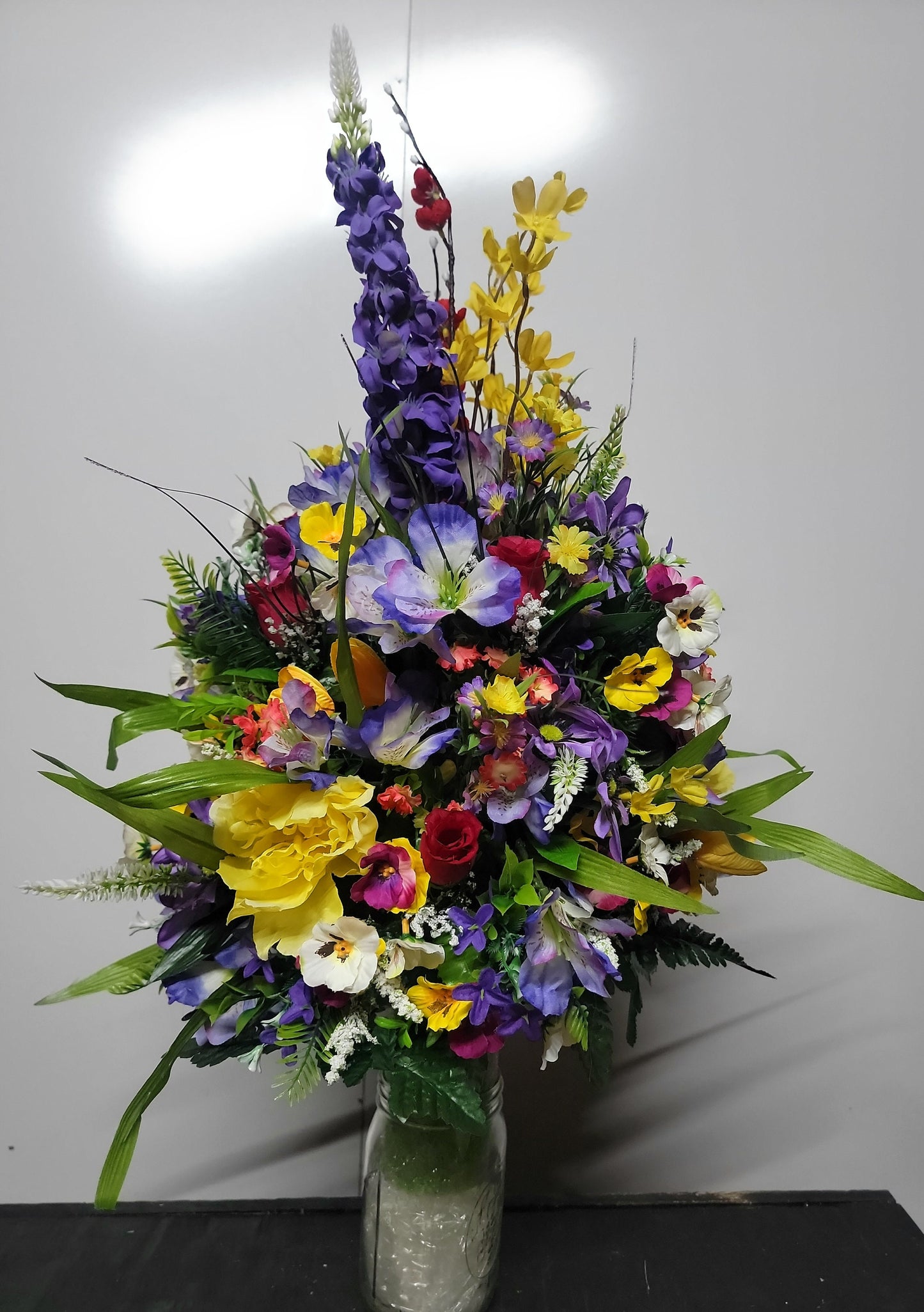 Premium Extra Large and Full 27" Tall wildflower summer through fall grave vase flowers Memorial Cone Vase Flowers Grave Vase Flowers