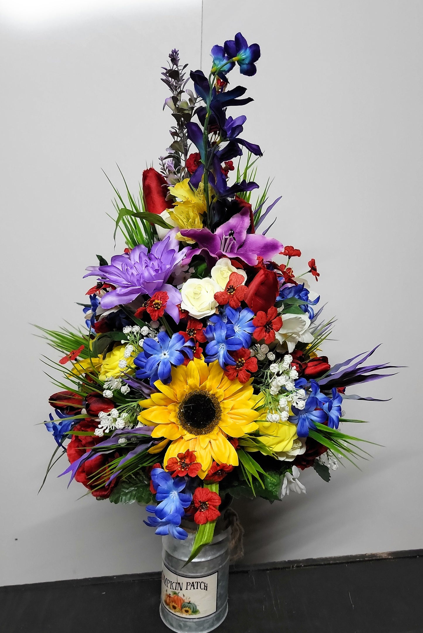 Orchid Sunflower Cemetery Vase Flowers wildflower strawberries tulip Summer Garden Cemetery Flowers for 3” width Vase country garden flower