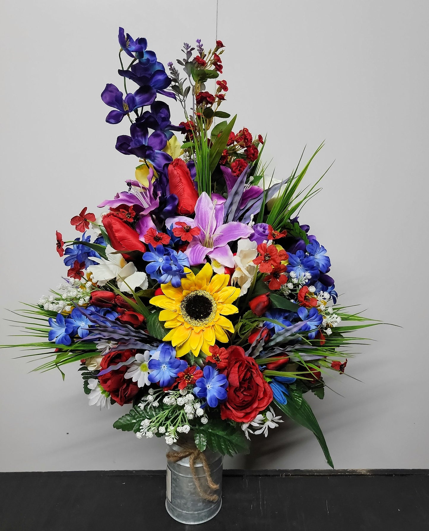 Orchid Sunflower Cemetery Vase Flowers wildflower strawberries tulip Summer Garden Cemetery Flowers for 3” width Vase country garden flower