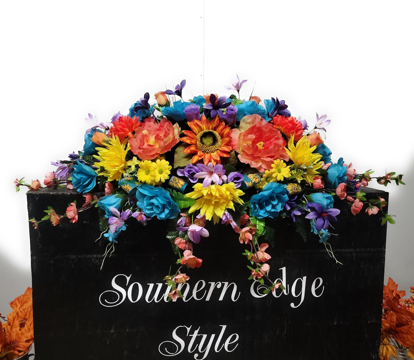 Flowers for Cemetery Headstone , Grave Saddle for Daughter, Headstone Topper Flowers