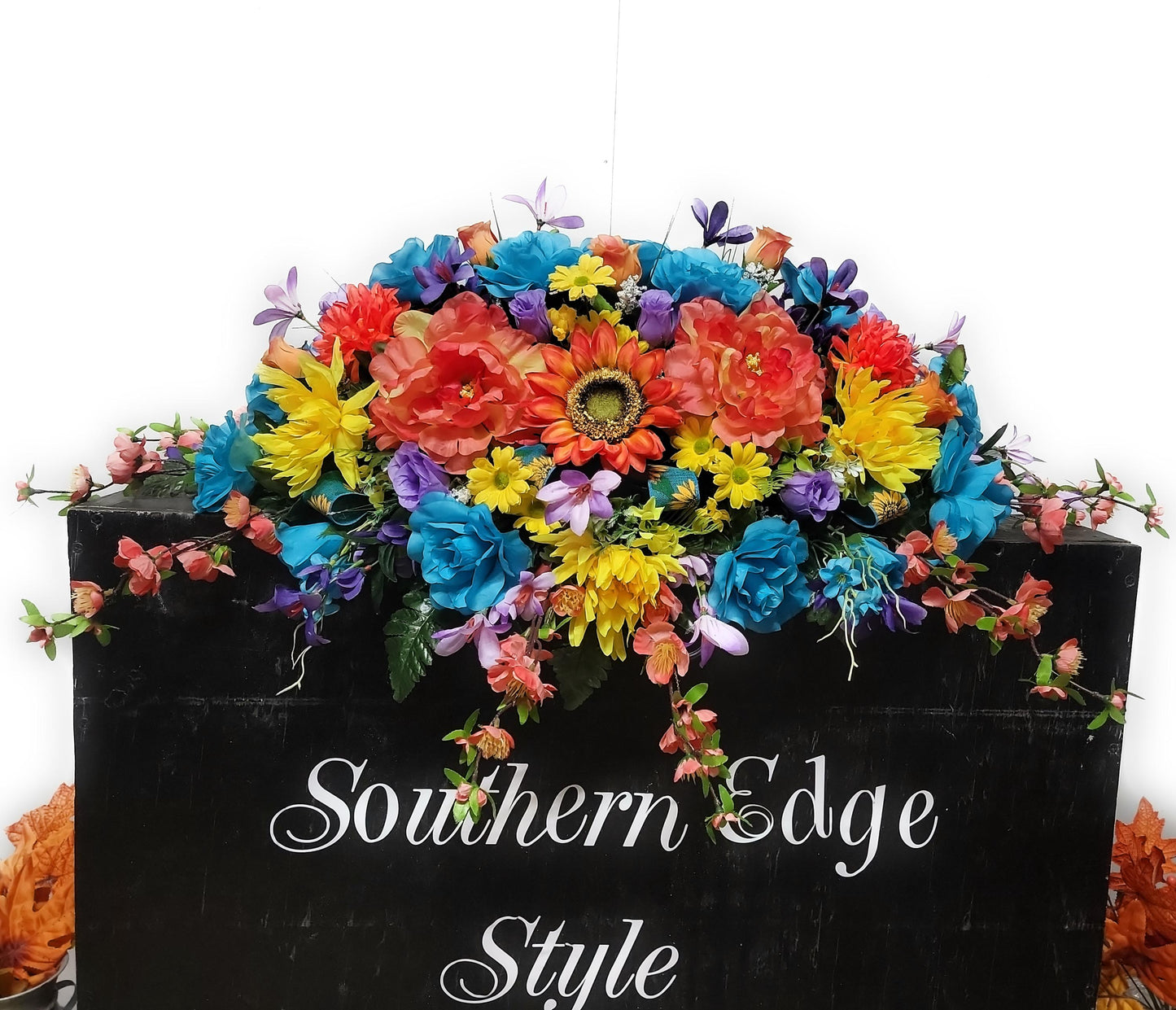 Flowers for Cemetery Headstone , Grave Saddle for Daughter, Headstone Topper Flowers