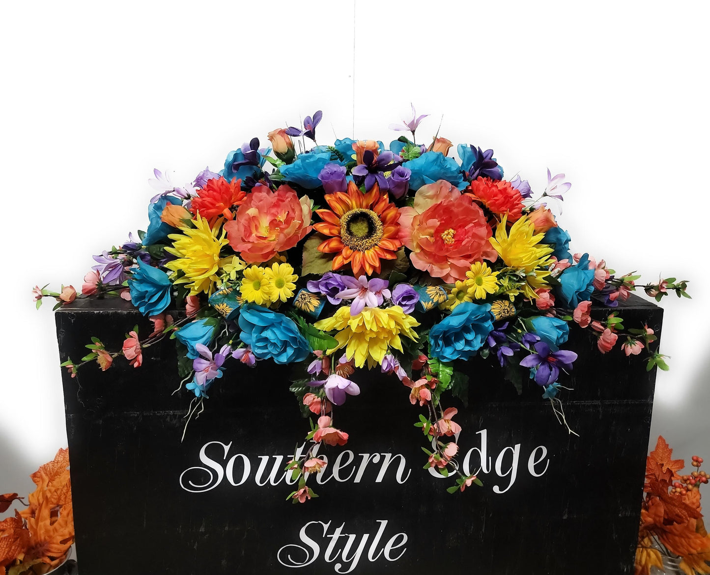 Flowers for Cemetery Headstone , Grave Saddle for Daughter, Headstone Topper Flowers