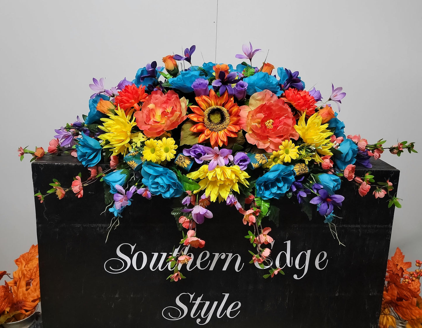 Flowers for Cemetery Headstone , Grave Saddle for Daughter, Headstone Topper Flowers