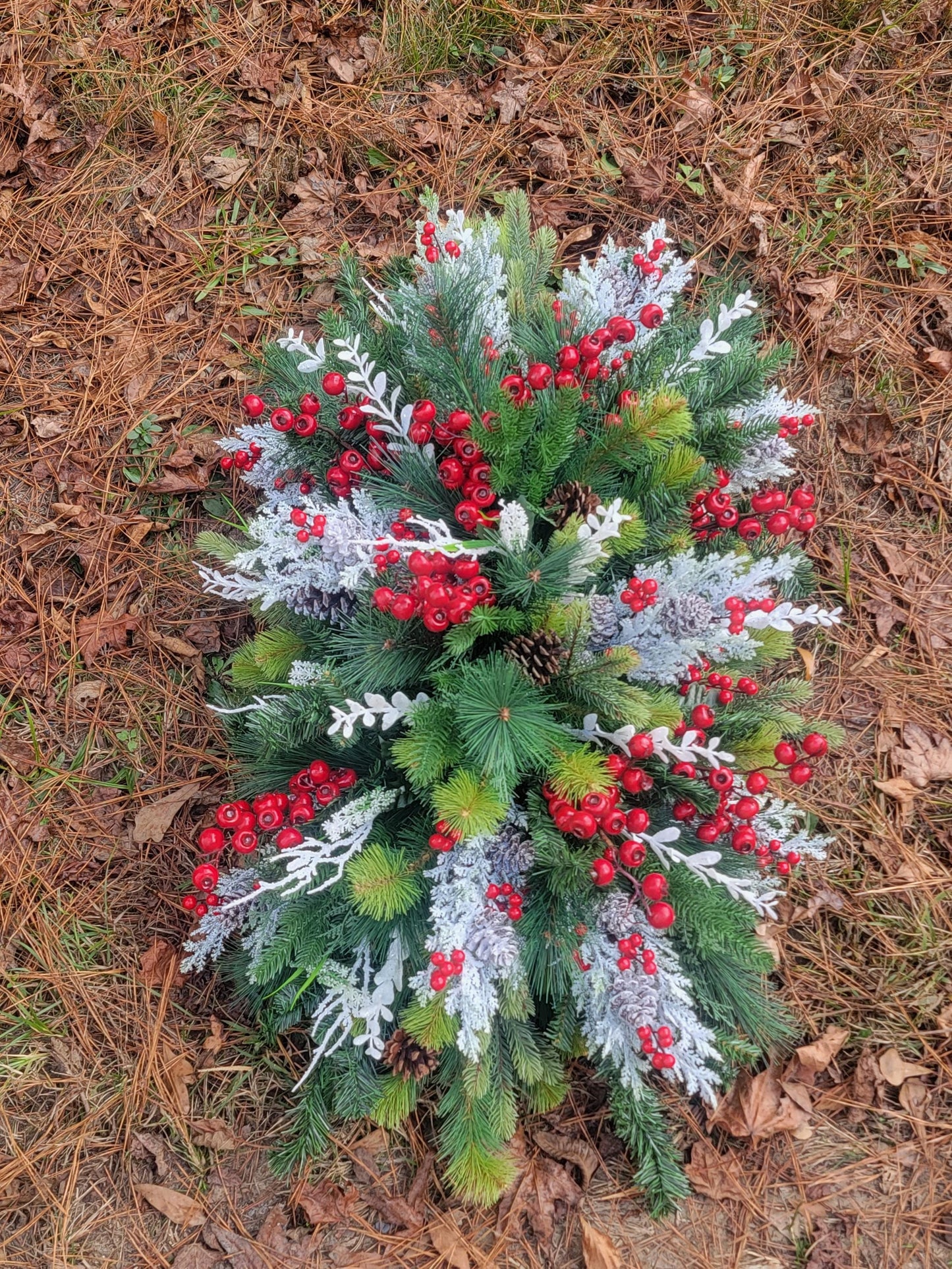 Winter Grave Blanket • EXTRA LARGE Christmas Grave Blanket • Winter Greenery Cemetery Decoration • Gravesite Flowers