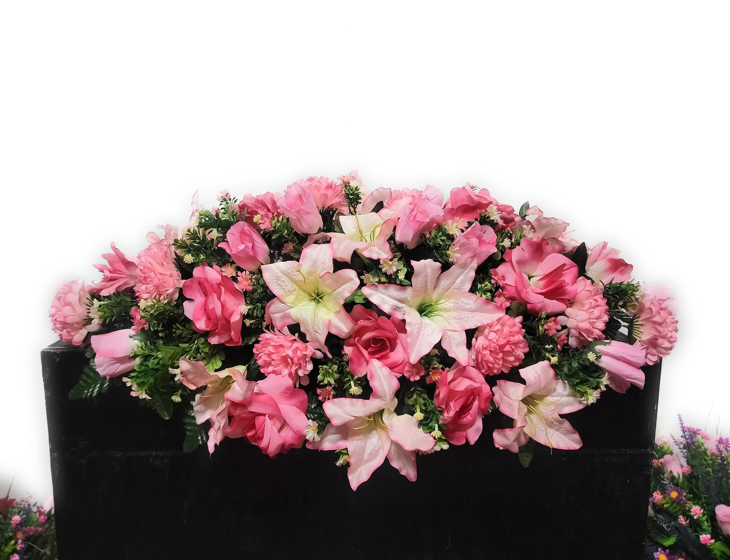 Large Headstone Saddle Spring, Pink Cemetery Flowers, Grave Saddle, Double Headstone Flowers