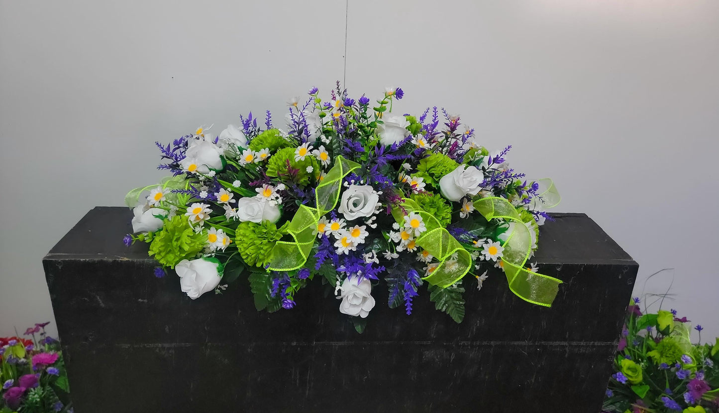 Purple Wildflower Cemetery Saddle Pink Headstone Flowers Grave Saddle Daughter Mother