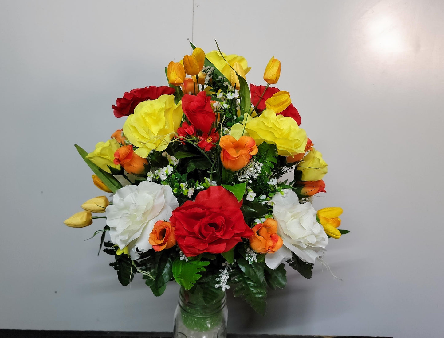 Spring Mix  Cemetery Flowers Cone for 3-inch Grave Vase Cemetery Vase Flower Memorial Vase Flowers