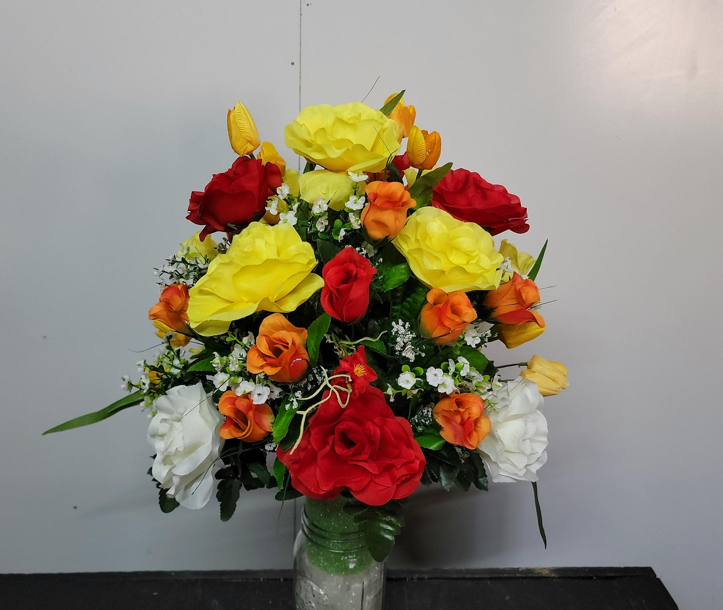 Spring Mix  Cemetery Flowers Cone for 3-inch Grave Vase Cemetery Vase Flower Memorial Vase Flowers