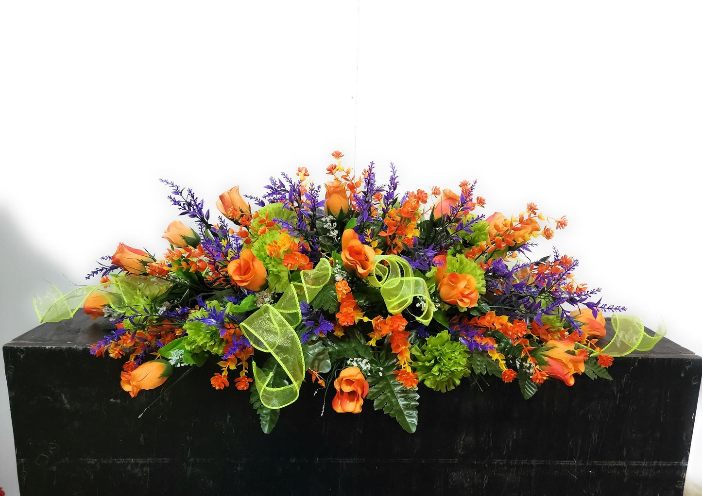 Purple  Wildflowers Cemetery Saddle Pink Headstone Flowers Grave Saddle Sons Grave Flowers