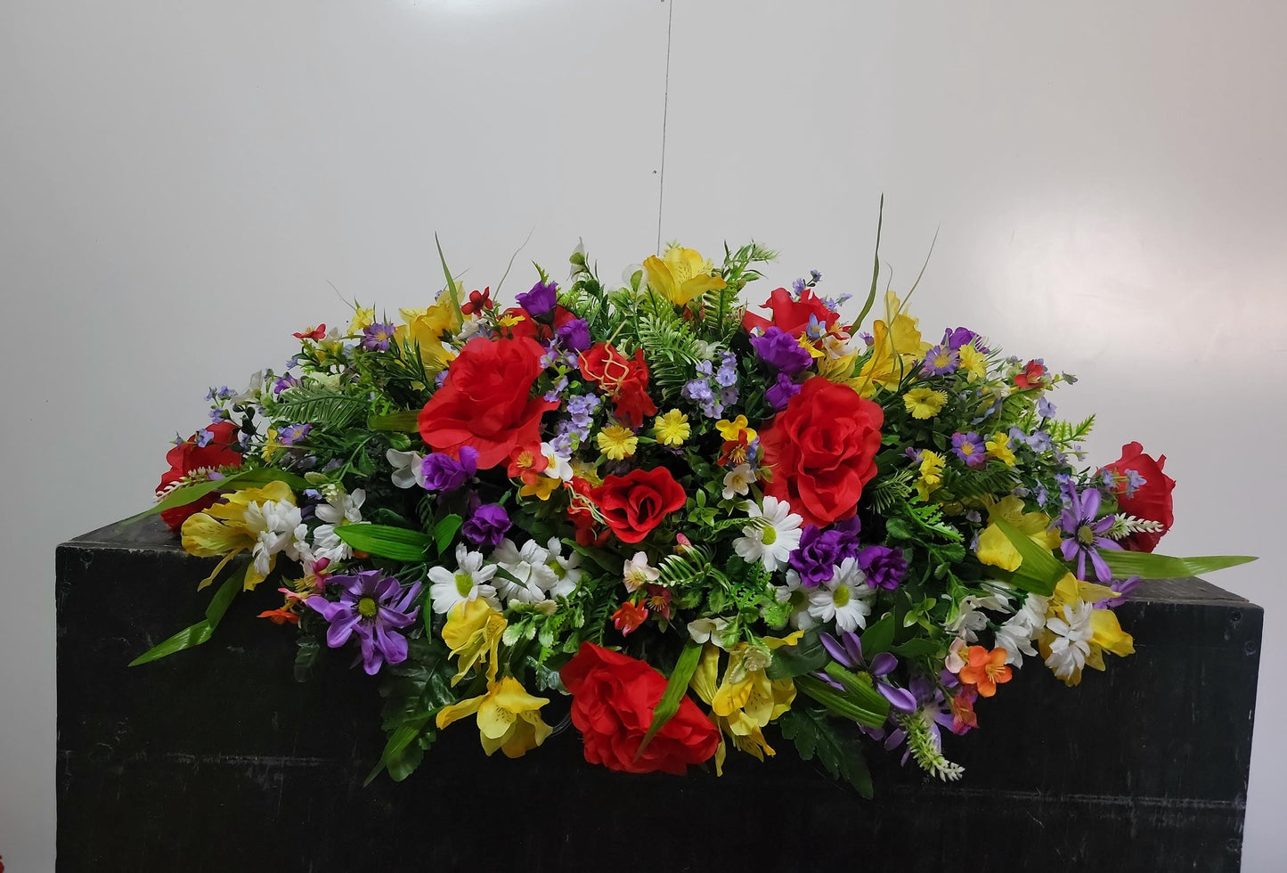 Spring Cemetery Saddle Large 30"  Spring Flowers Wildflowers Headstone Grave Saddle Memorial Flowers