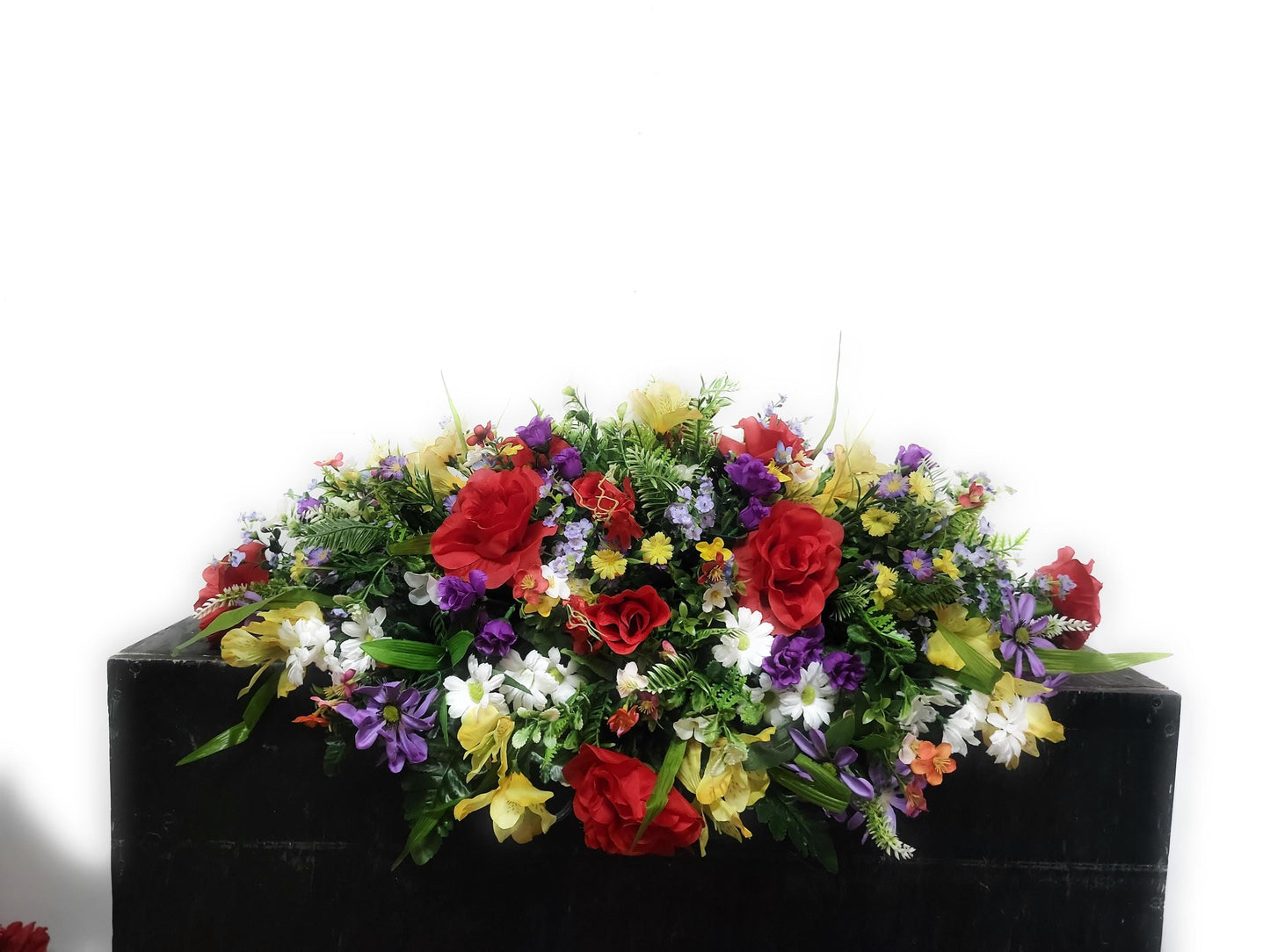 Spring Cemetery Saddle Large 30"  Spring Flowers Wildflowers Headstone Grave Saddle Memorial Flowers