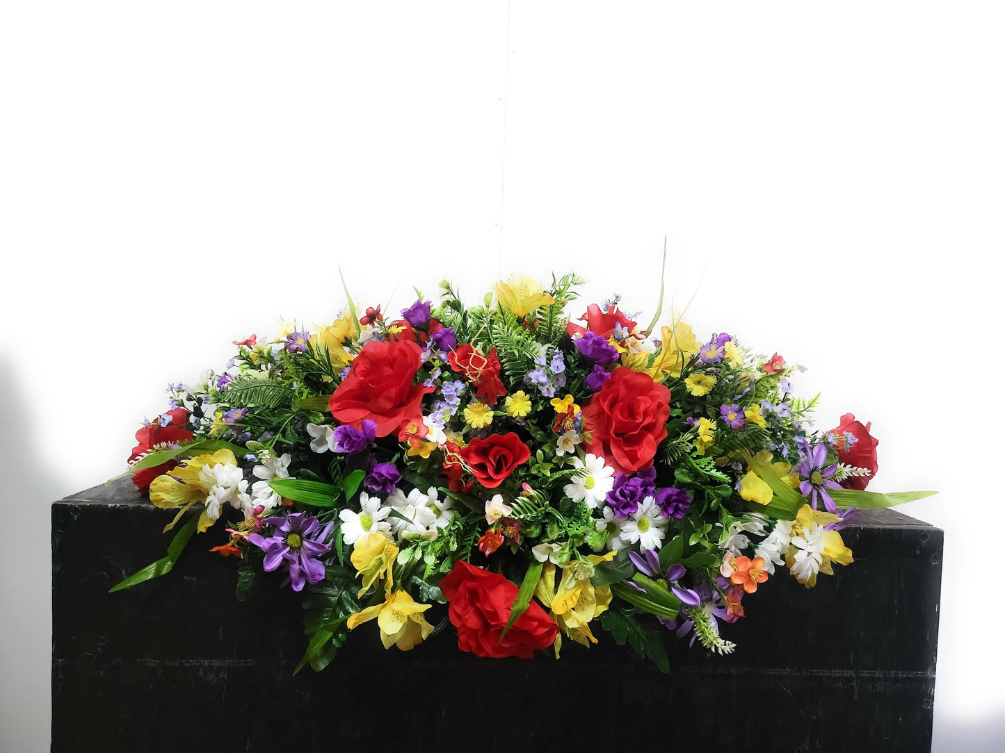 Spring Cemetery Saddle Large 30"  Spring Flowers Wildflowers Headstone Grave Saddle Memorial Flowers