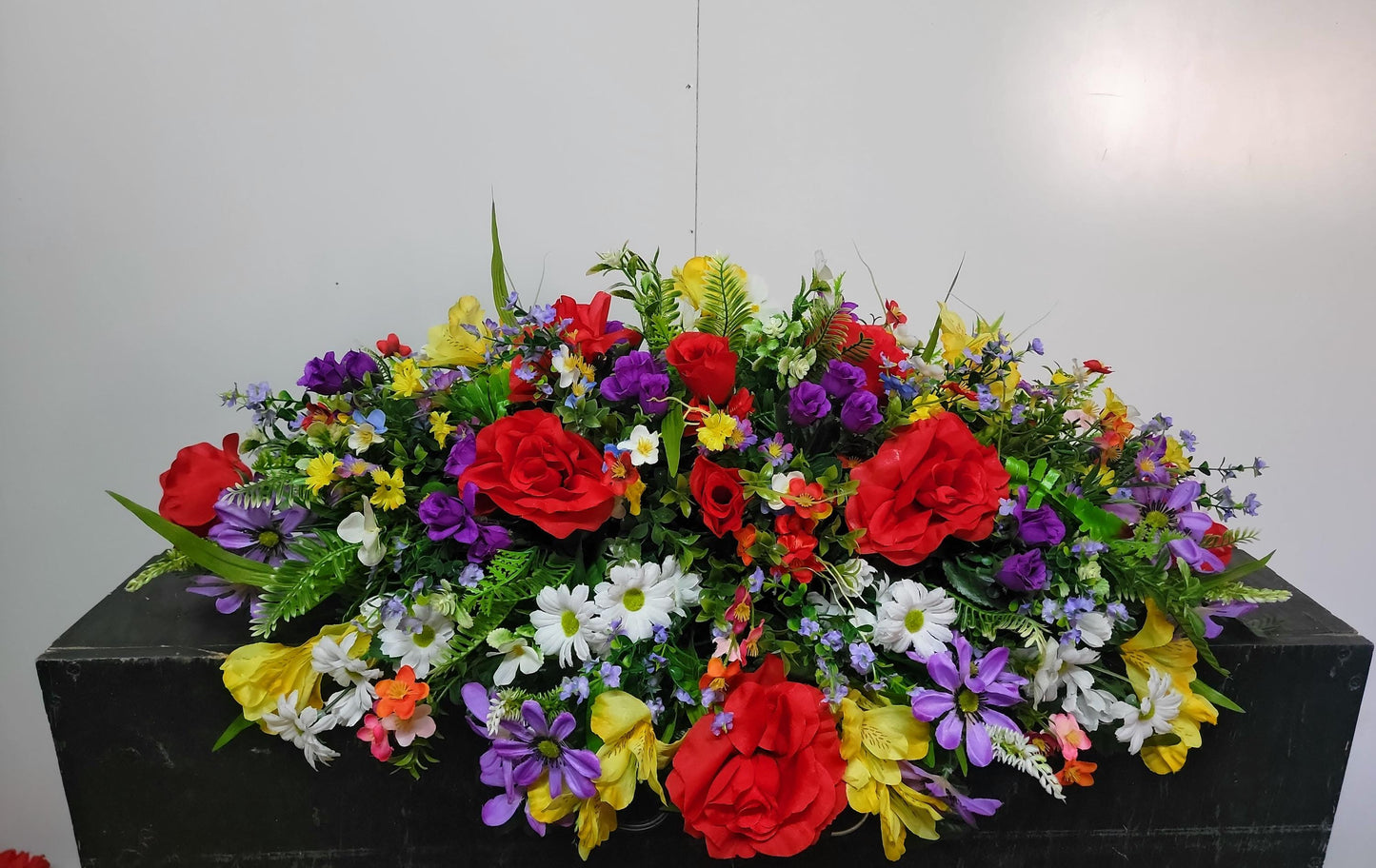 Spring Cemetery Saddle Large 30"  Spring Flowers Wildflowers Headstone Grave Saddle Memorial Flowers