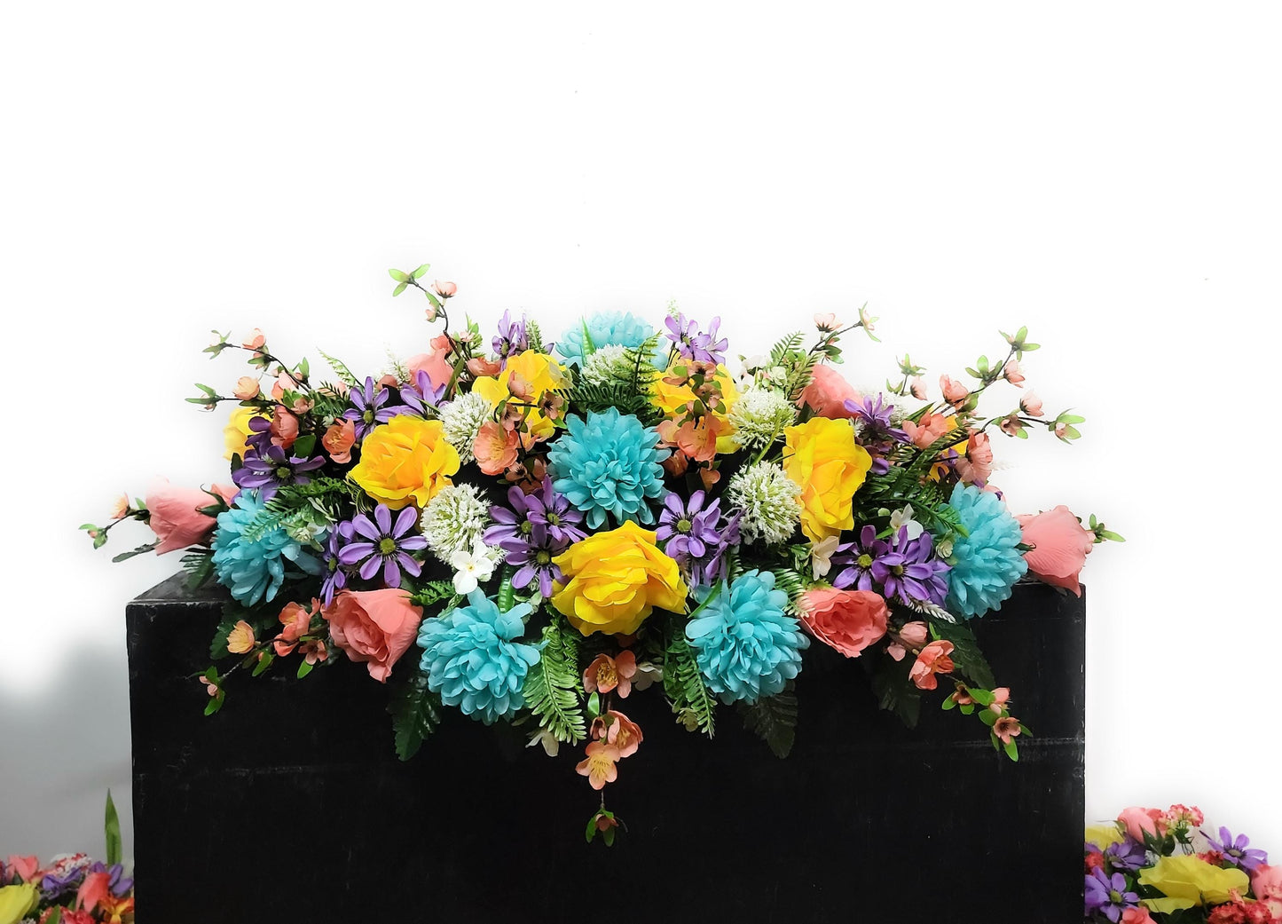 Premium XL Cemetery Saddle,  Spring Cemetery Flowers,  Double Headstone Flowers, Easter Cemetery Flowers