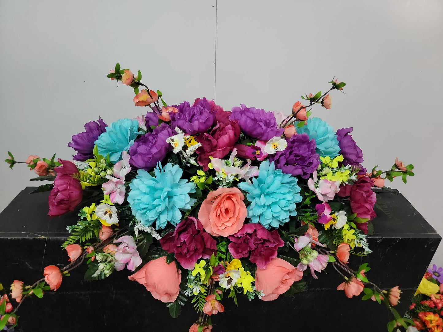 Spring Cemetery Saddle  Spring Flowers for Headstone,  Grave Saddle Easter Flowers