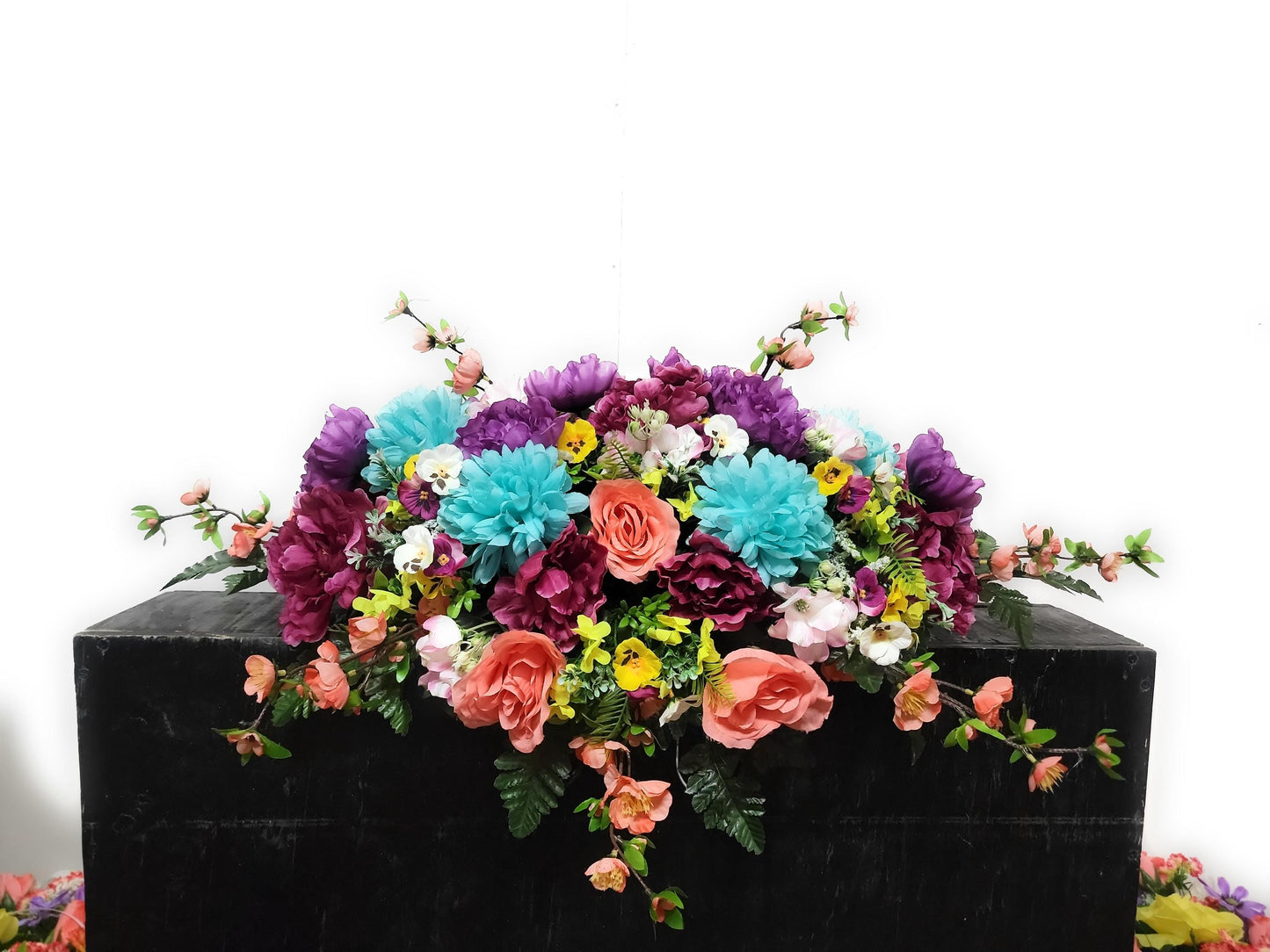 Spring Cemetery Saddle  Spring Flowers for Headstone,  Grave Saddle Easter Flowers
