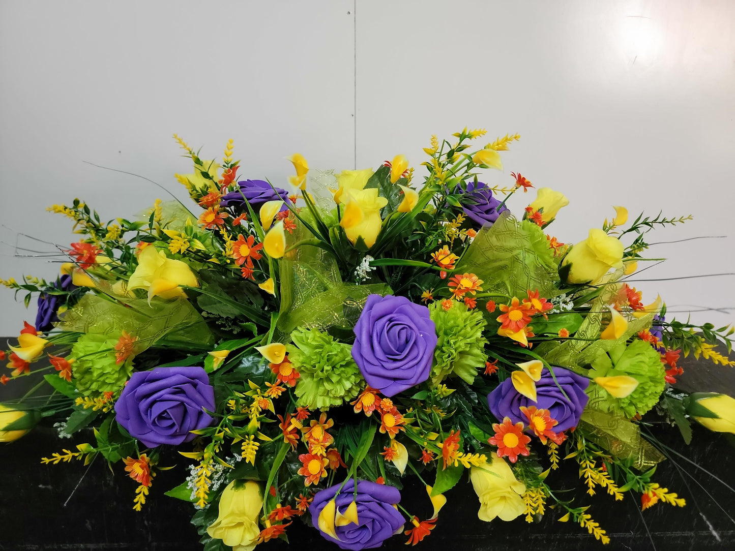 Easter Cemetery Saddle  Spring Flowers Wildflowers Headstone Grave Saddle Easter Lily Flowers