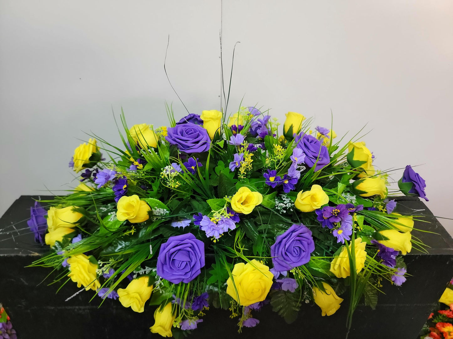 Spring Wildflower Cemetery Purple White Headstone Flowers Grave Saddle , Easter Cemetery Flowers