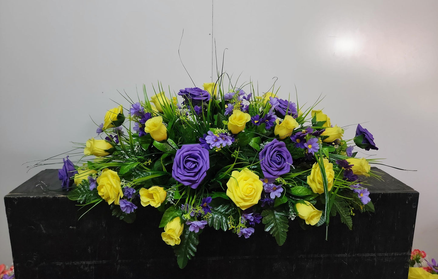 Spring Wildflower Cemetery Purple White Headstone Flowers Grave Saddle , Easter Cemetery Flowers