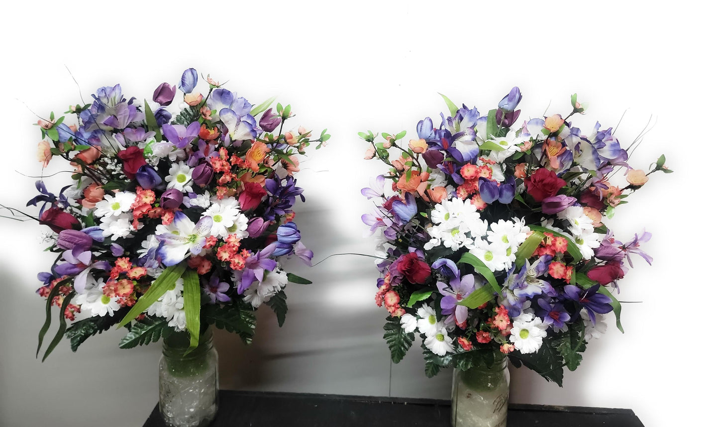 Extra Full Wildflower Vase for Grave, Cemetery Vase Flowers , Spring Cemetery Flowers,  Easter Decoration