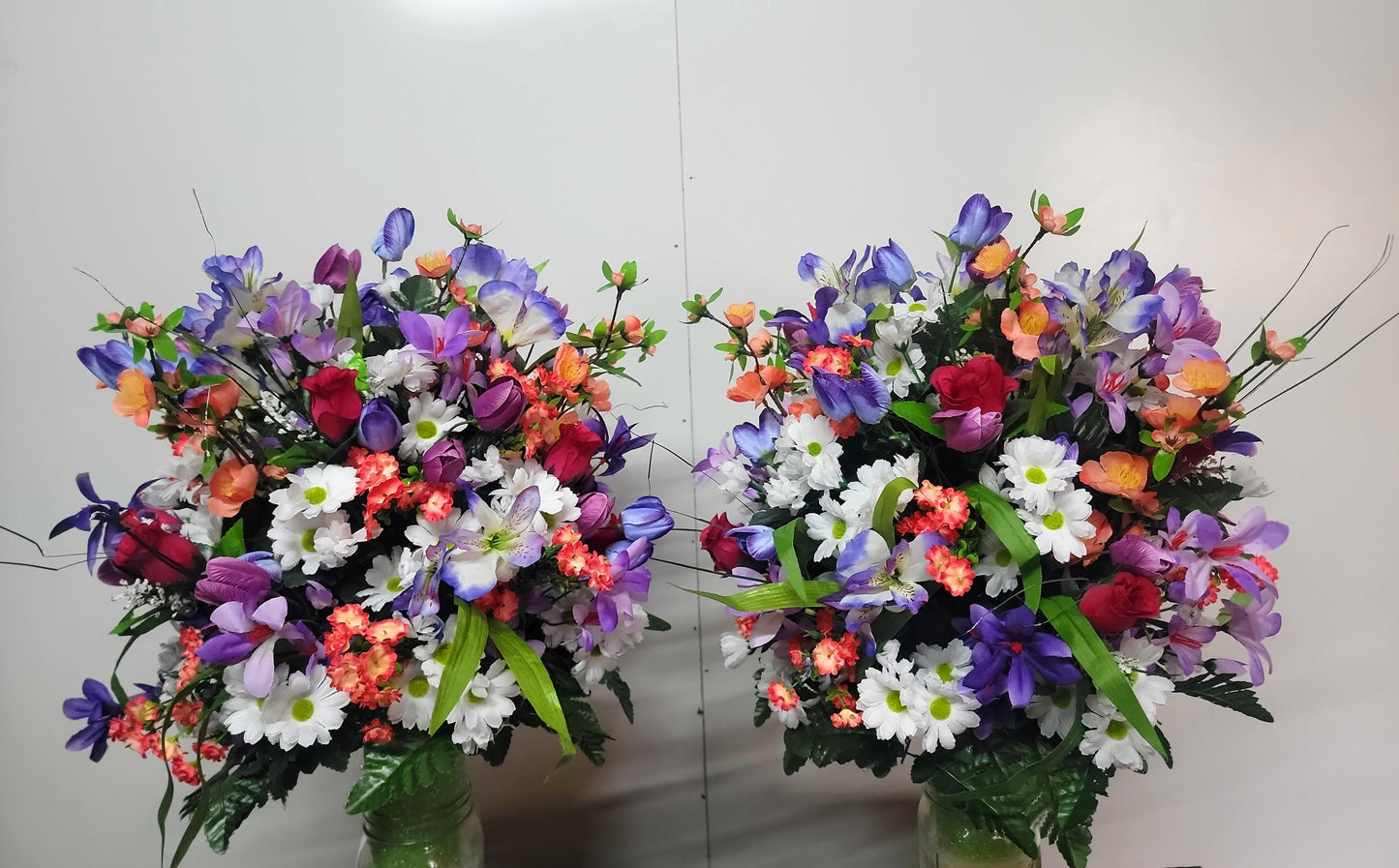 Extra Full Wildflower Vase for Grave, Cemetery Vase Flowers , Spring Cemetery Flowers,  Easter Decoration