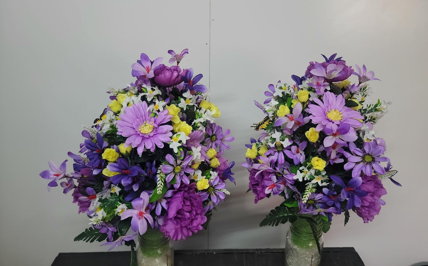 Small Wildflower Vase for Grave, Butterfly Cemetery Vase Flowers , Spring Cemetery Flowers,  Easter Decoration, Daughters Grave Flowers