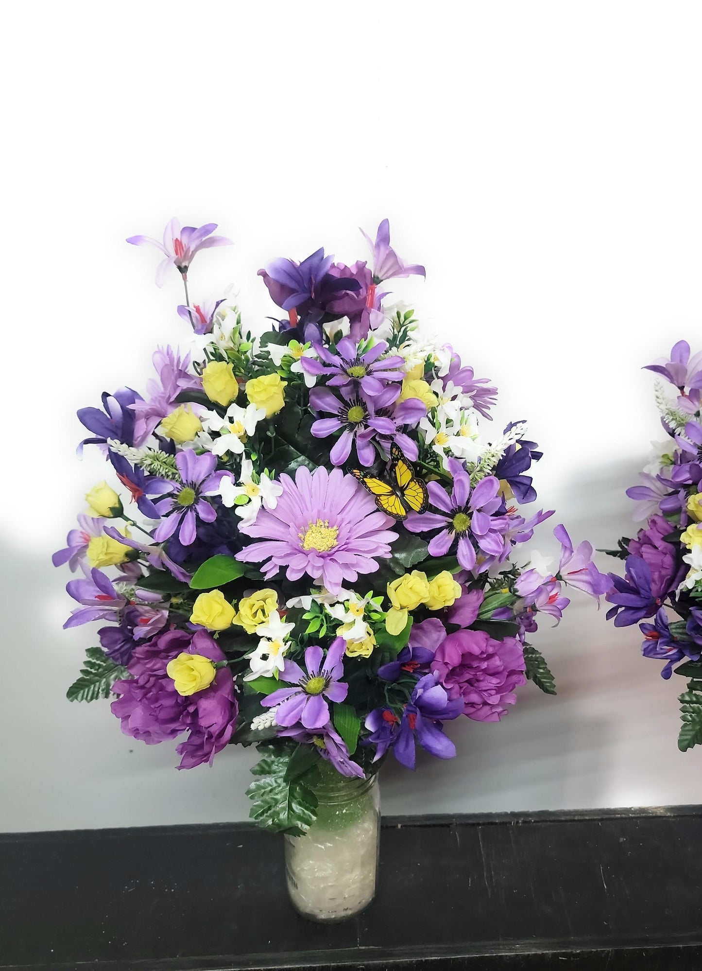 Small Wildflower Vase for Grave, Butterfly Cemetery Vase Flowers , Spring Cemetery Flowers,  Easter Decoration, Daughters Grave Flowers