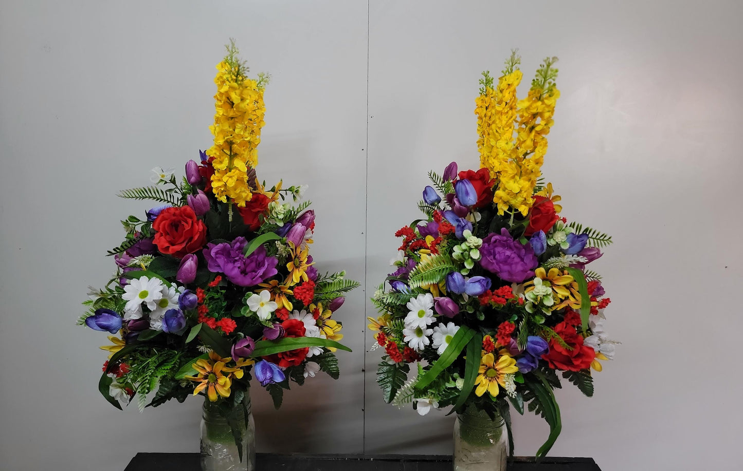 26" Large Wildflower Cemetery Vase Flowers Spring Memorial Flowers by Southern Edge Style Realistic Cemetery Faux Flowers