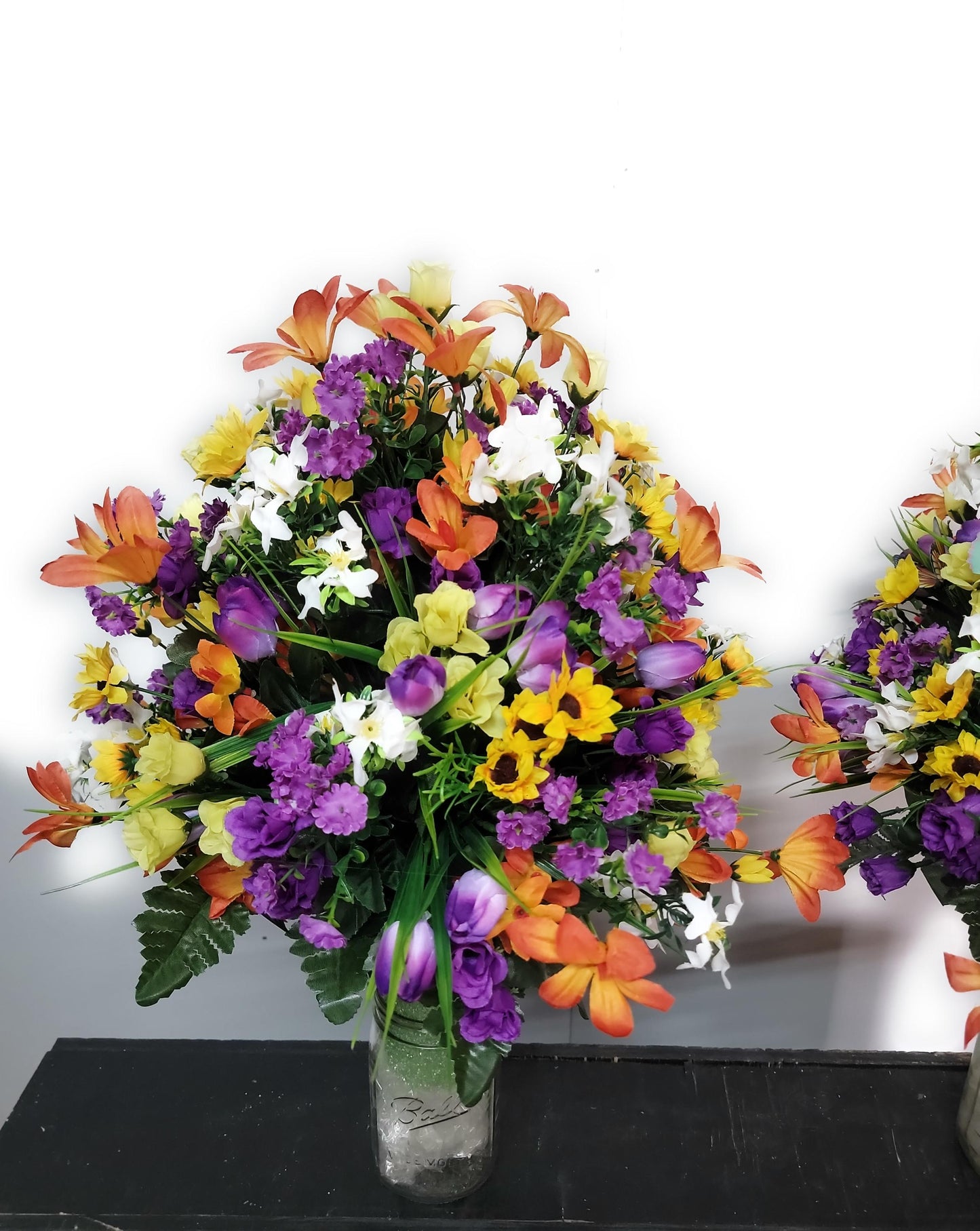 Wildflower Garden Butterfly Cemetery Flowers Vase Cone for 3-inch Vase  yellow purple Cemetery Vase Arrangement,  Cemetery Flowers Vase