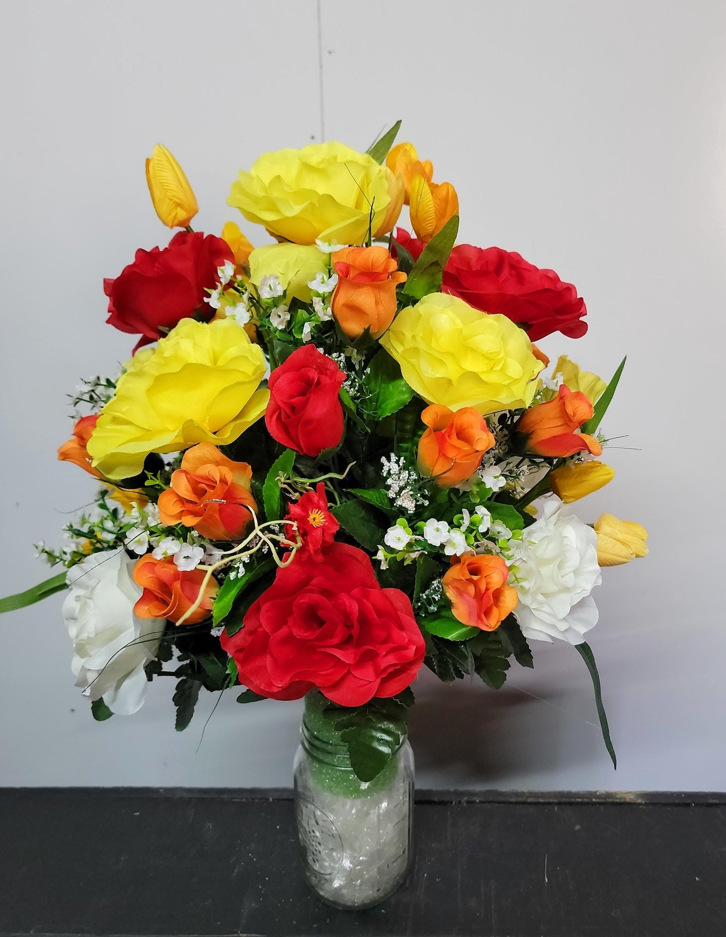 Spring Mix  Cemetery Flowers Cone for 3-inch Grave Vase Cemetery Vase Flower Memorial Vase Flowers