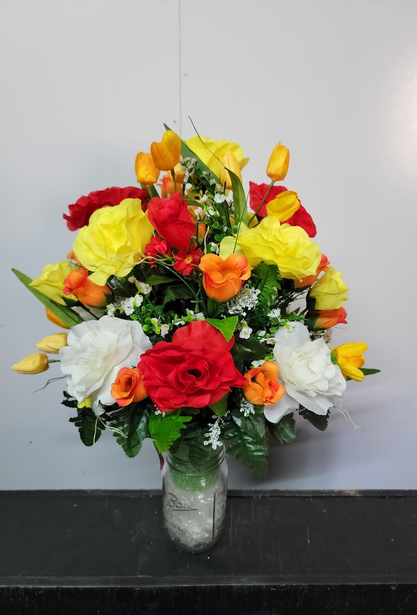 Spring Mix  Cemetery Flowers Cone for 3-inch Grave Vase Cemetery Vase Flower Memorial Vase Flowers