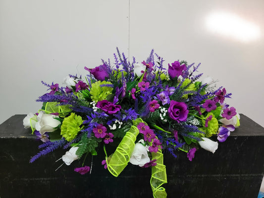 Purple Green Wildflower Cemetery Saddle Pink Headstone Flowers Grave Saddle Daughter Mother