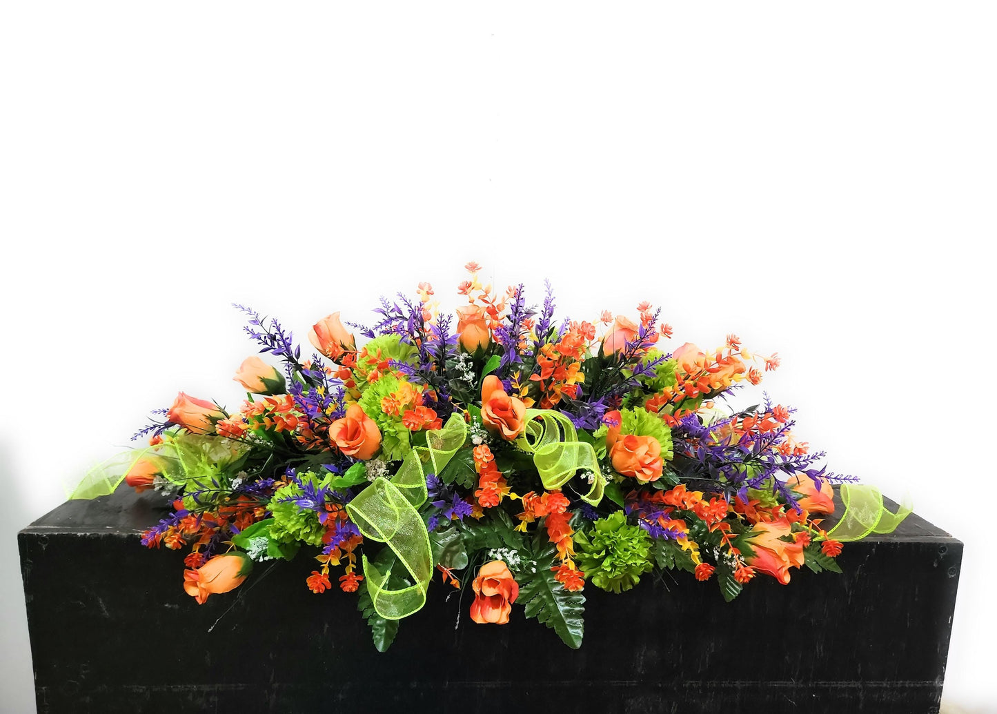 Purple  Wildflowers Cemetery Saddle Pink Headstone Flowers Grave Saddle Sons Grave Flowers