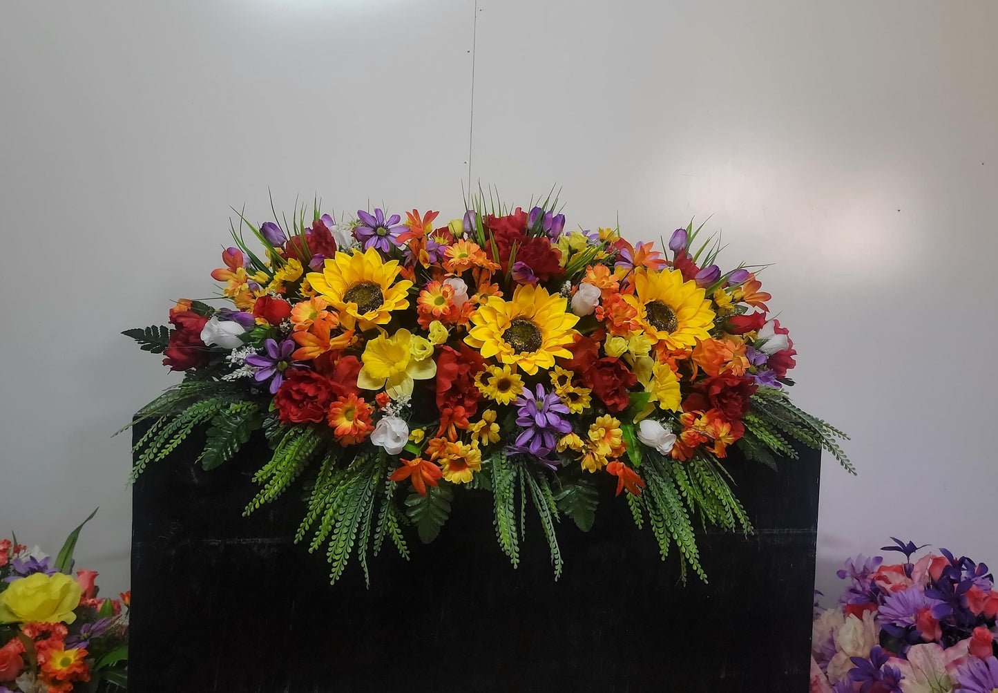 Spring Gravestone Saddle Flowers,  Mother's Day Flowers, Sunflowers Daisy Peonies Memorial Flower Headstone Saddle Extra Large Grave Blanket