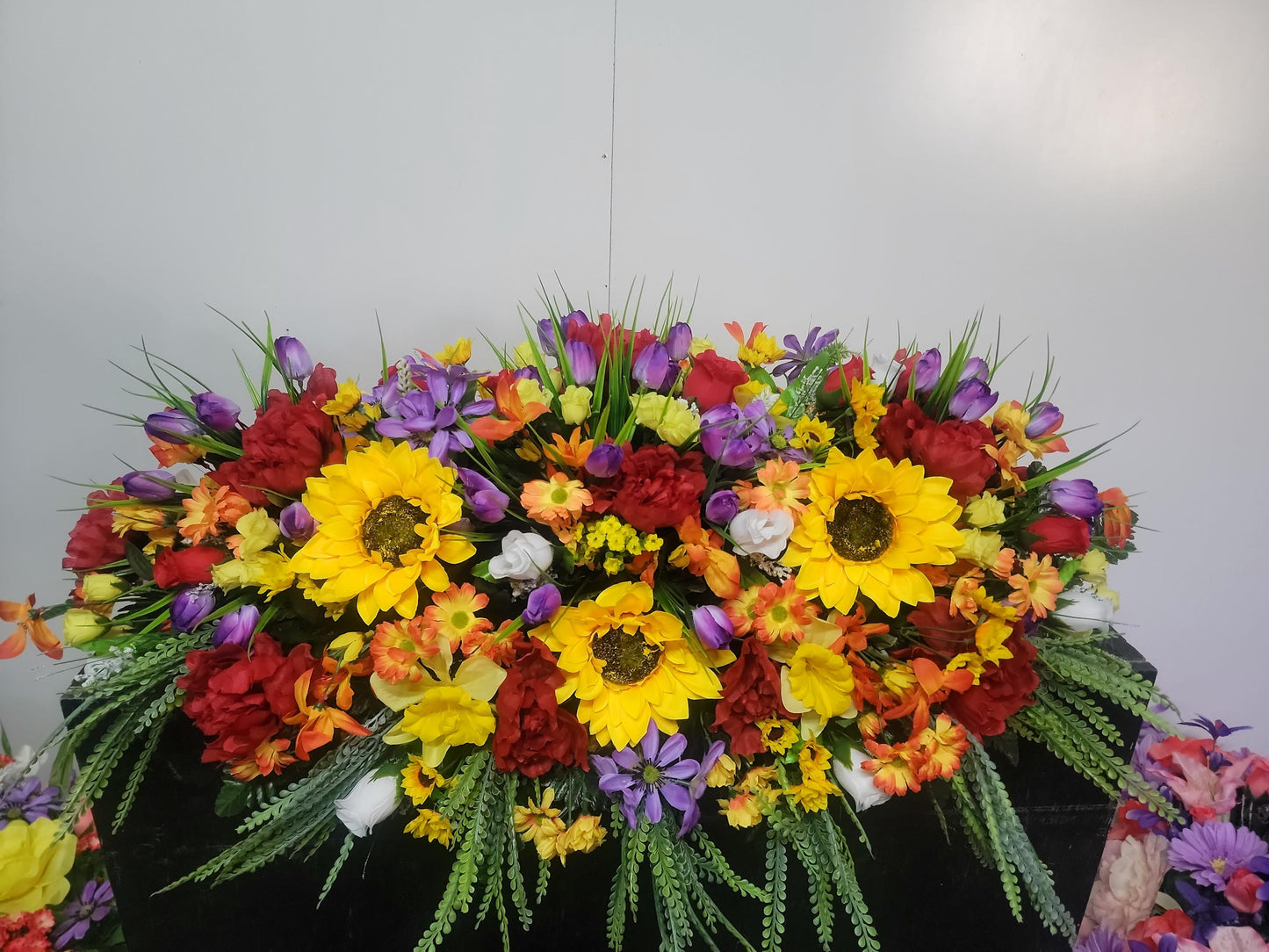 Spring Gravestone Saddle Flowers,  Mother's Day Flowers, Sunflowers Daisy Peonies Memorial Flower Headstone Saddle Extra Large Grave Blanket