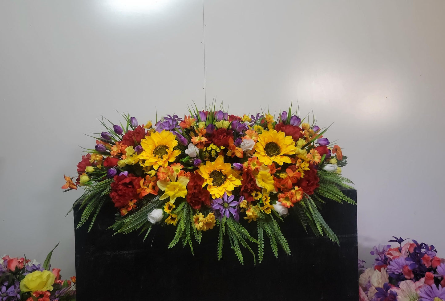 Spring Gravestone Saddle Flowers,  Mother's Day Flowers, Sunflowers Daisy Peonies Memorial Flower Headstone Saddle Extra Large Grave Blanket