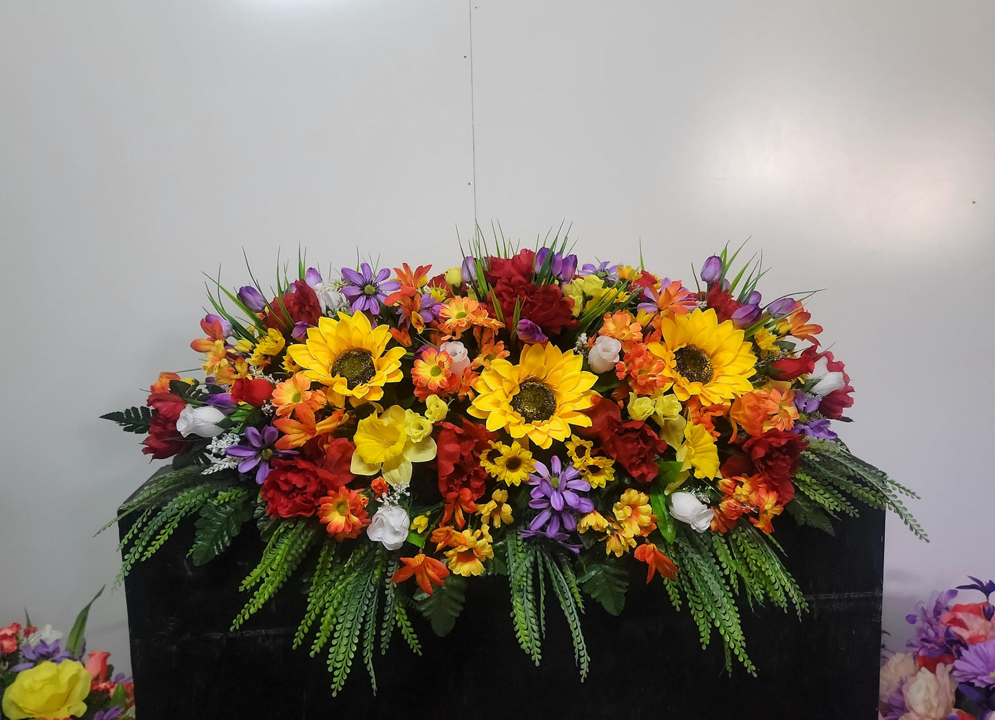 Spring Gravestone Saddle Flowers,  Mother's Day Flowers, Sunflowers Daisy Peonies Memorial Flower Headstone Saddle Extra Large Grave Blanket