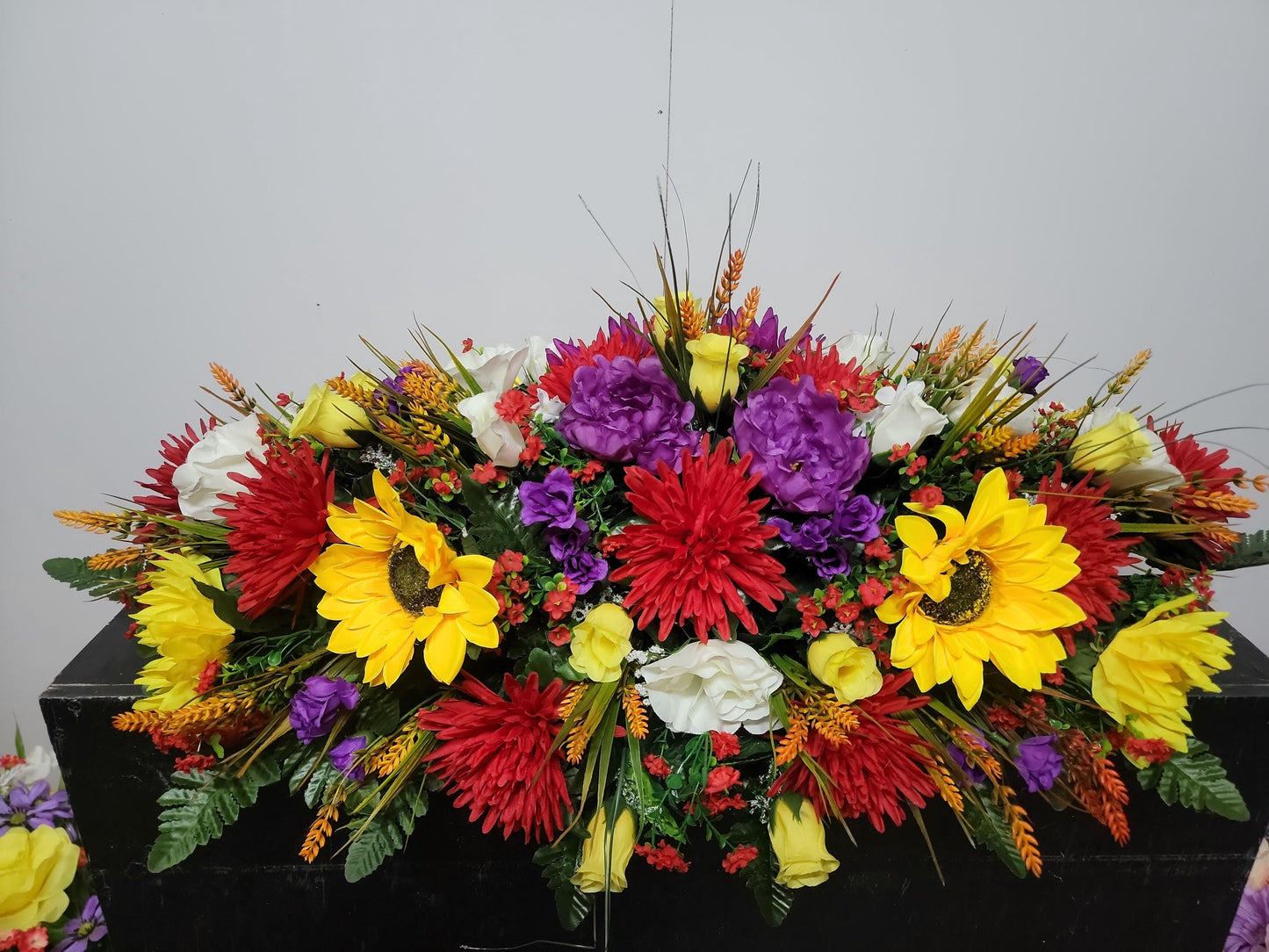 Spring Cemetery Saddle Large 36"  Spring Flowers Wildflowers Headstone Grave Saddle Memorial Flowers Spring Cemetery Flowers