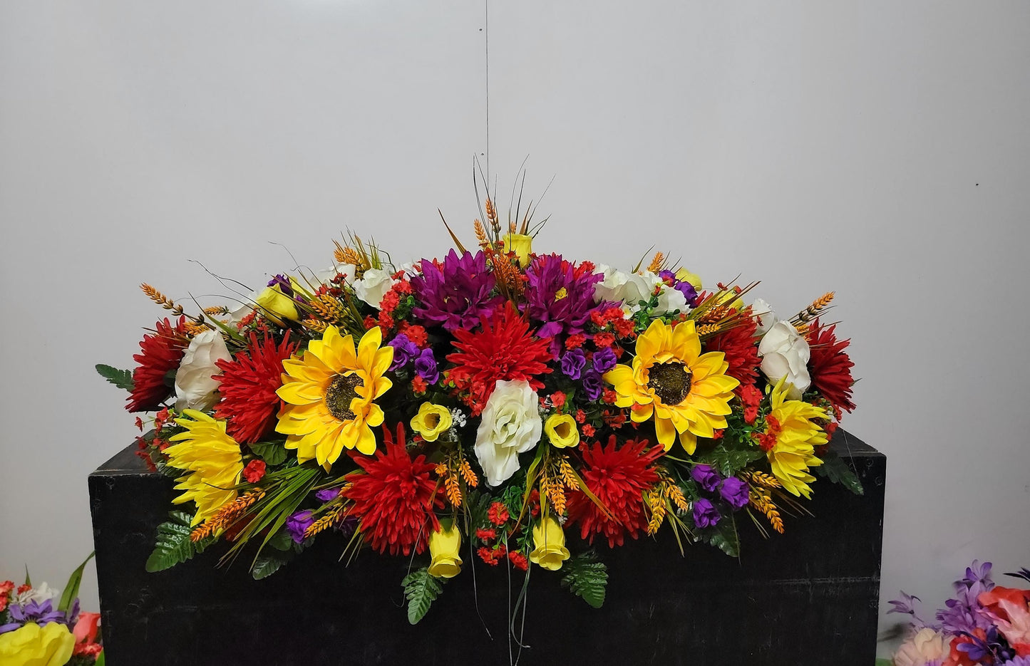 Spring Cemetery Saddle Large 36"  Spring Flowers Wildflowers Headstone Grave Saddle Memorial Flowers Spring Cemetery Flowers