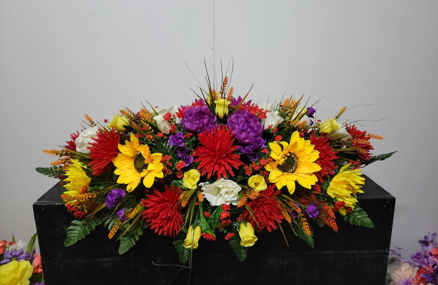 Spring Cemetery Saddle Large 36"  Spring Flowers Wildflowers Headstone Grave Saddle Memorial Flowers Spring Cemetery Flowers