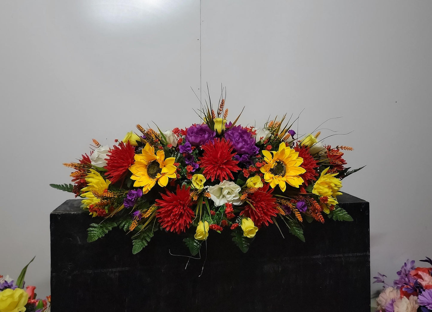 Spring Cemetery Saddle Large 36"  Spring Flowers Wildflowers Headstone Grave Saddle Memorial Flowers Spring Cemetery Flowers