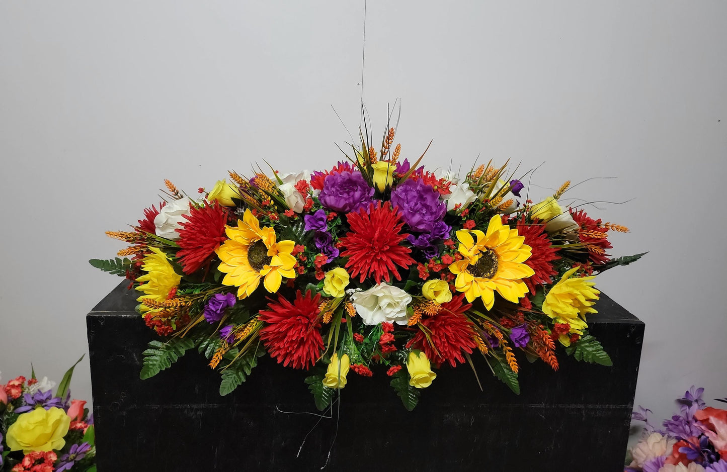 Spring Cemetery Saddle Large 36"  Spring Flowers Wildflowers Headstone Grave Saddle Memorial Flowers Spring Cemetery Flowers