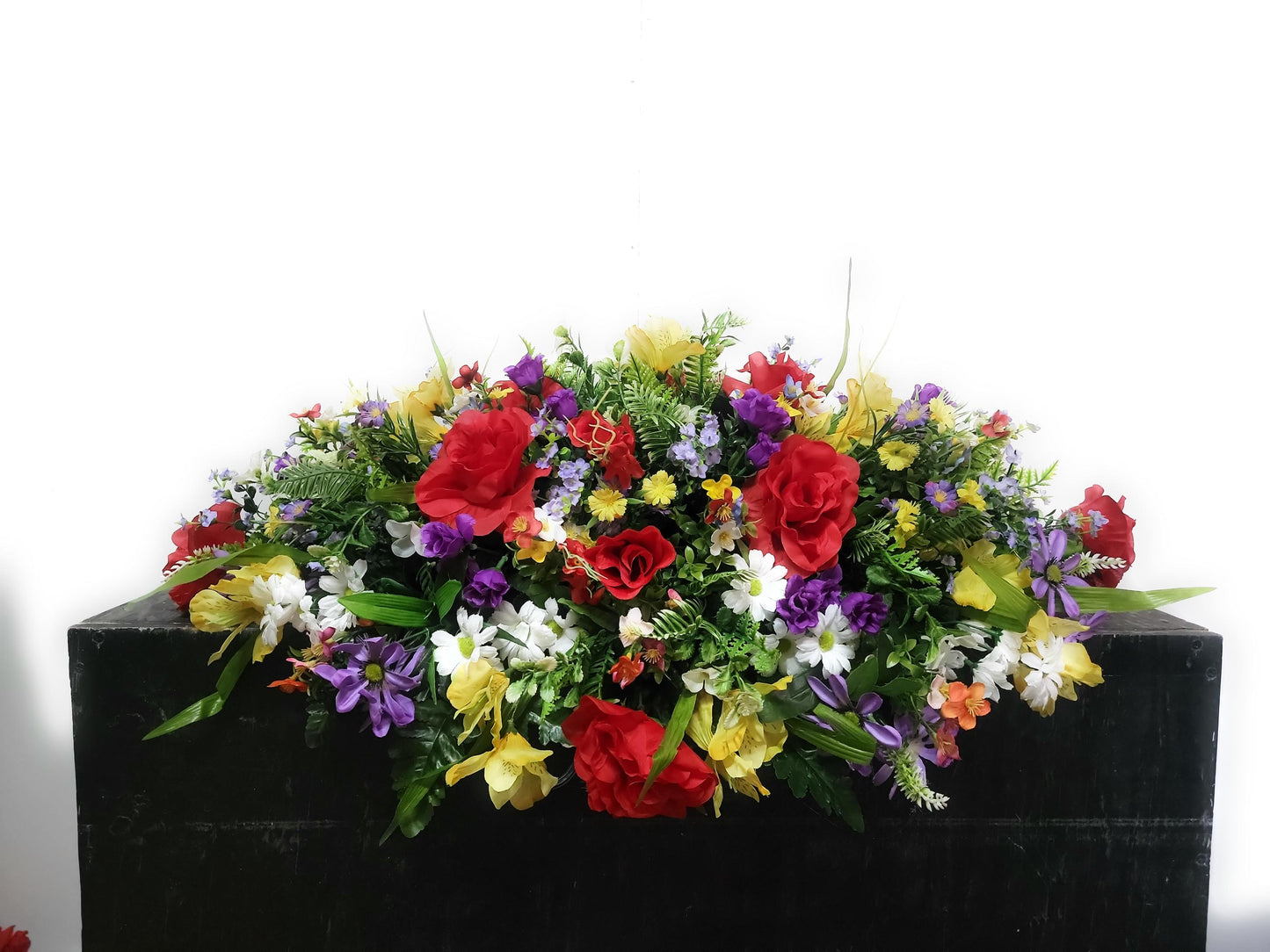 Spring Cemetery Saddle Large 30"  Spring Flowers Wildflowers Headstone Grave Saddle Memorial Flowers